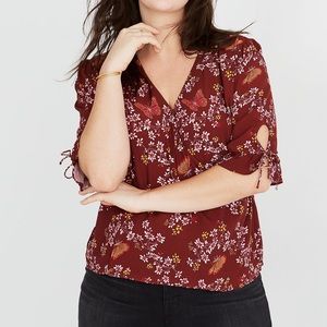 MADEWELL 🦋 Tie-Sleeve Wrap Top in Butterfly Sanctuary